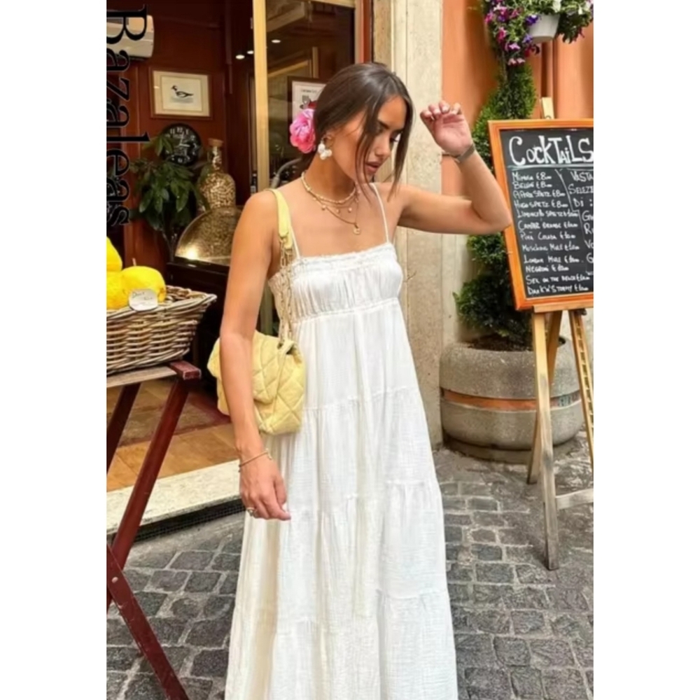 Zara Cotton Maxi Dress White NWT size XL - Picture 8 of 16